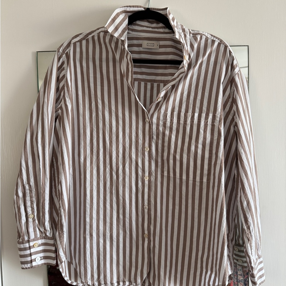 AYR The Deep End Women's “Spaniel Stripe” Striped Cotton Poplin Blouse